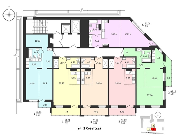 
  Продается 1-комн. квартира, 51.56 м², ЖК Суворов
. Фото 1.