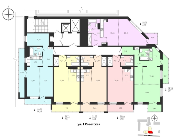 
  Продается 1-комн. квартира, 51.71 м², ЖК Суворов
. Фото 11.
