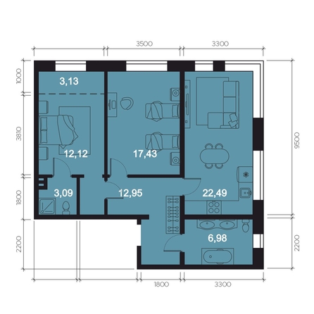 
  Продается 3-комн. квартира, 78.19 м², ЖК RIVERANG (РиверАнг)
. Фото 1.