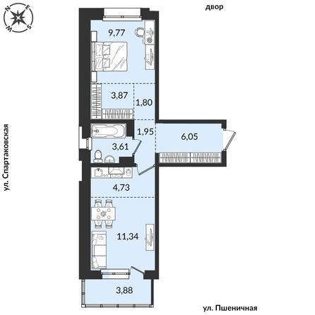
  Продается 2-комн. квартира, 47 м², ЖК Источник, дом 4
. Фото 1.