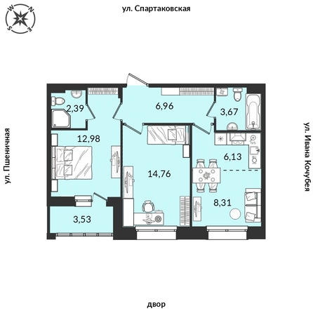 
  Продается 2-комн. квартира, 58.59 м², ЖК Источник, дом 5
. Фото 1.