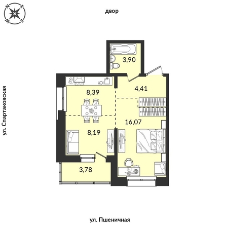 
  Продается 2-комн. квартира, 44.53 м², ЖК Источник, дом 6
. Фото 1.
