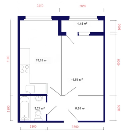 
  Продается 1-комн. квартира, 38.44 м², ЖК Юго-Западный, дом 17
. Фото 6.