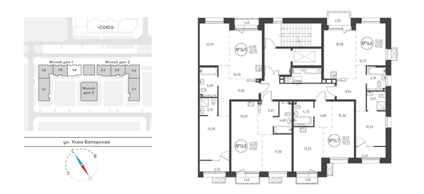 
  Продается 1-комн. квартира, 39.29 м², ЖК СОЮЗ PRIORITY, дом 1
. Фото 1.