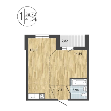 
  Продается 1-комн. квартира, 41.54 м², ЖК ЛЕРМОНТОВ ПАРК, дом 1
. Фото 1.