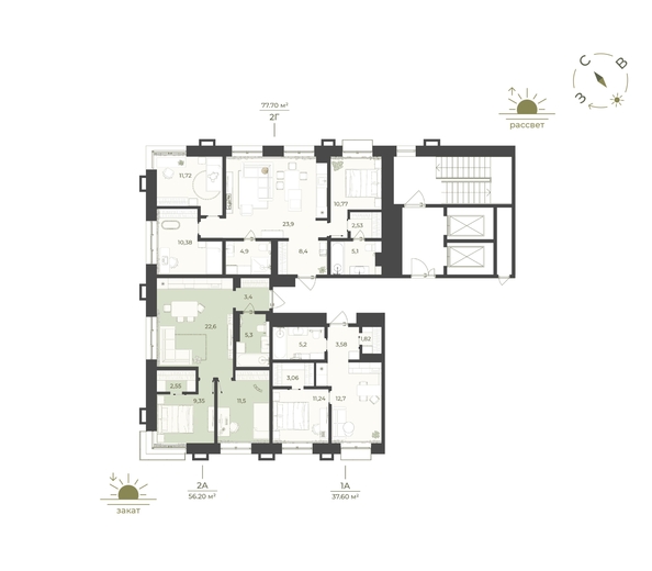 
  Продается 2-комн. квартира 56.2 м², в ЖК Верба. Фото 1.
