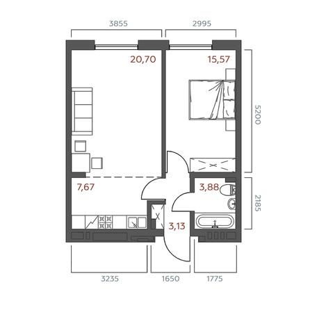 
  Продается 1-комн. квартира 50.95 м², в ЖК Салют. Фото 1.