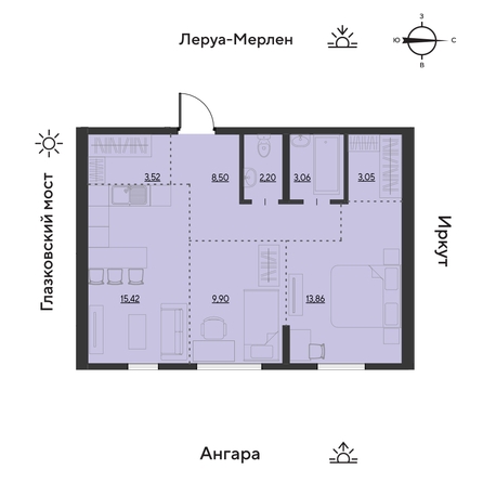 
  Продается 3-комн. квартира 59.9 м², в ЖК Затон, блок-секция 2. Фото 1.