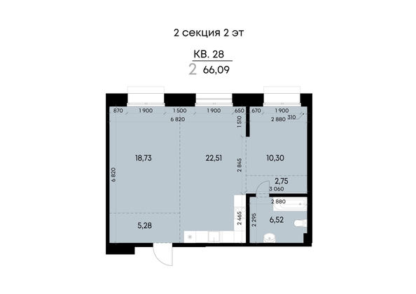 
  Продается 2-комн. квартира 66.09 м², в ЖК ВЕКТОР премиум-квартал, дом 1. Фото 2.