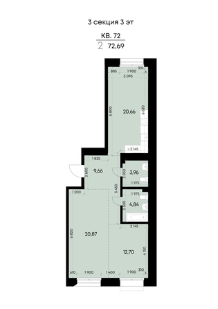 
  Продается 2-комн. квартира 72.69 м², в ЖК ВЕКТОР премиум-квартал, дом 1. Фото 2.