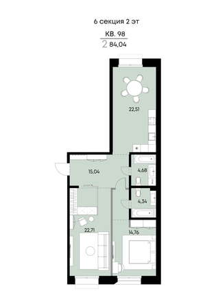 
  Продается 2-комн. квартира 84.04 м², в ЖК ВЕКТОР премиум-квартал, дом 2. Фото 1.