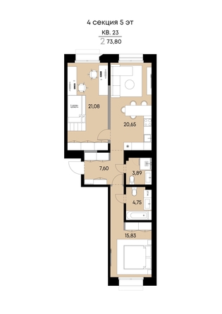 
  Продается 2-комн. квартира 73.8 м², в ЖК ВЕКТОР премиум-квартал, дом 2. Фото 1.