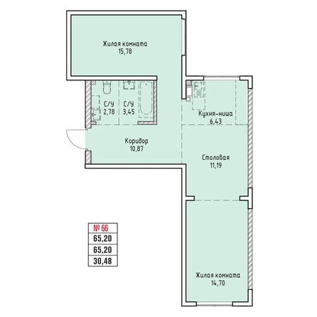 
  Продается 2-комн. квартира 65.2 м², в ЖК Стрижи Сити, блок-секции 6,7. Фото 2.