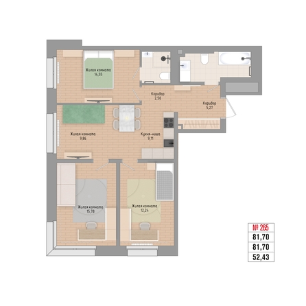 
  Продается 4-комн. квартира 81.7 м², в ЖК Стрижи Сити, блок-секции 6,7. Фото 1.