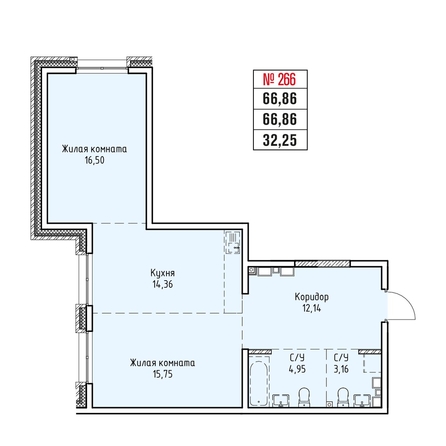 
  Продается 2-комн. квартира 66.86 м², в ЖК Стрижи Сити, блок-секции 6,7. Фото 2.