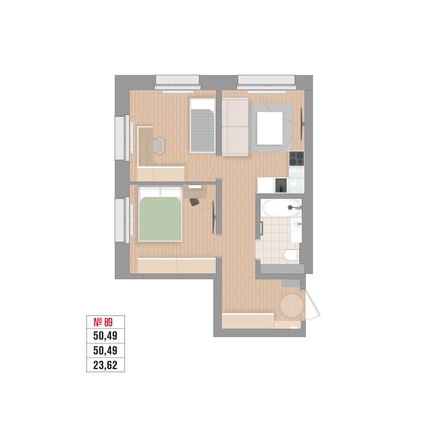 
  Продается 2-комн. квартира 50.49 м², в ЖК Стрижи Сити, блок-секции 6,7. Фото 1.