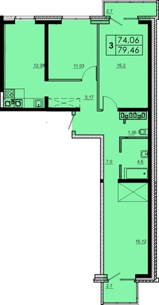 
  Продается 3-комн. квартира 79.46 м², в ЖК Мега, дом 3. Фото 1.