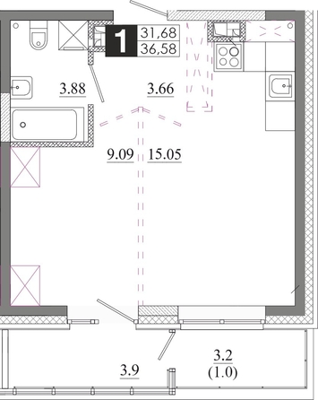 
  Продается 1-комн. квартира 36.58 м², в ЖК Первый Ленинский квартал, Дом 6. Фото 1.