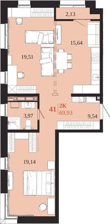 
  Продается 2-комн. квартира 69.93 м², в ЖК 1661. Фото 1.