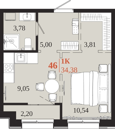 
  Продается 1-комн. квартира 34.38 м², в ЖК 1661. Фото 1.