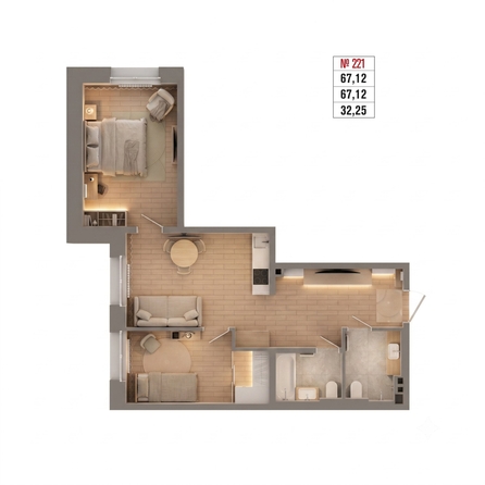 
  Продается 2-комн. квартира 67.12 м², в ЖК Стрижи Сити, блок-секции 6,7. Фото 2.