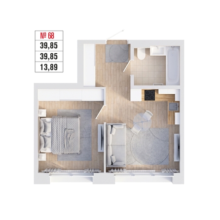
  Продается 1-комн. квартира 39.85 м², в ЖК Стрижи Сити, блок-секции 6,7. Фото 3.