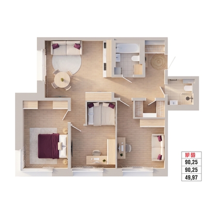 
  Продается 3-комн. квартира 84.6 м², в ЖК Стрижи Сити, блок-секции 6,7. Фото 3.