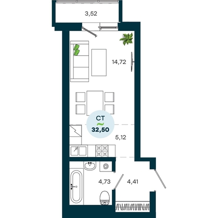 
  Продается 1-комн. квартира 32.5 м², в  ЖиВой комплекс на Кузьмихе. Фото 2.