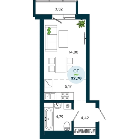 
  Продается 1-комн. квартира 32.78 м², в  ЖиВой комплекс на Кузьмихе. Фото 2.