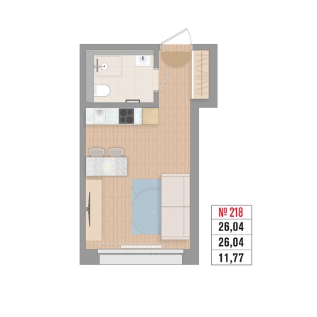 
  Продается 1-комн. квартира 24.5 м², в ЖК Стрижи Сити, блок-секции 6,7. Фото 3.