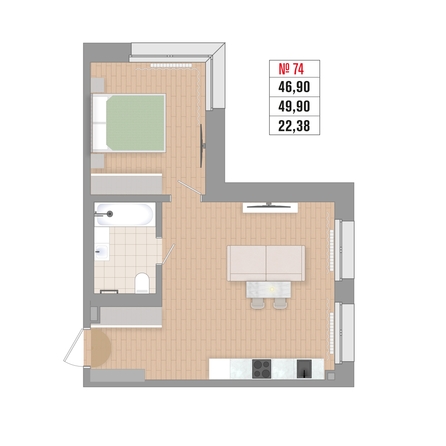 
  Продается 2-комн. квартира 44.6 м², в ЖК Стрижи Сити, блок-секции 6,7. Фото 2.