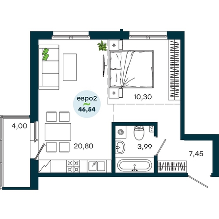 
  Продается 1-комн. квартира 46.54 м², в  ЖиВой комплекс на Кузьмихе. Фото 2.