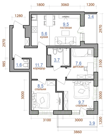 
  Продается 4-комн. квартира 66.1 м². Фото 1.