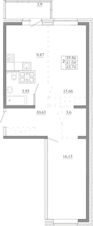 
  Продается 2-комн. квартира 63.76 м², в ЖК Мега, дом 8. Фото 1.