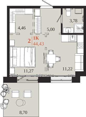 
  Продается 1-комн. квартира 44.43 м², в ЖК 1661. Фото 1.
