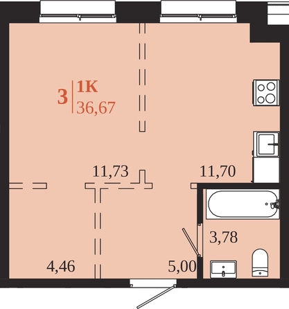 
  Продается 1-комн. квартира 36.67 м², в ЖК 1661. Фото 1.