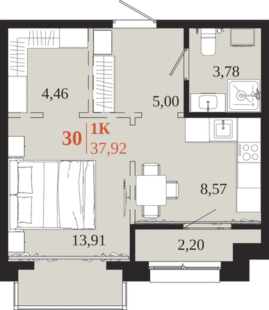 
  Продается 1-комн. квартира 37.92 м², в ЖК 1661. Фото 1.