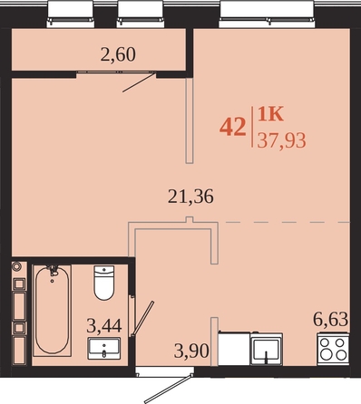 
  Продается 1-комн. квартира 37.93 м², в ЖК 1661. Фото 1.