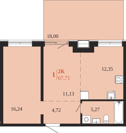 
  Продается 2-комн. квартира 67.71 м², в ЖК 1661. Фото 1.
