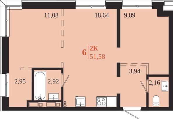 
  Продается 2-комн. квартира 51.58 м², в ЖК 1661. Фото 1.