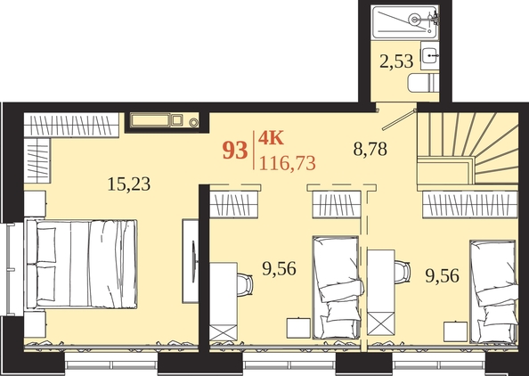 
  Продается 4-комн. квартира 116.73 м², в ЖК 1661. Фото 2.