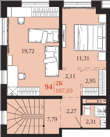 
  Продается 3-комн. квартира 107.69 м², в ЖК 1661. Фото 2.