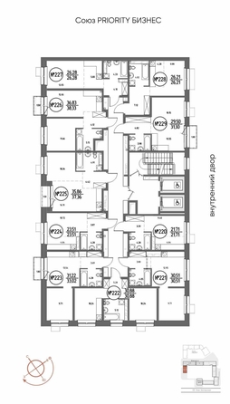 
  Продается студия 26.28 м², в ЖК СОЮЗ ПРИОРИТИ МАХ, д. 4. Фото 15.