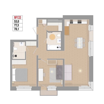 
  Продается 4-комн. квартира 78.1 м², в ЖК Квартал Стрижи, 3 очередь, дом 1. Фото 1.