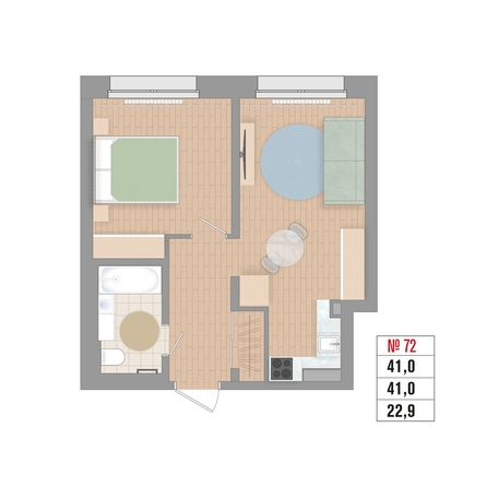 
  Продается 2-комн. квартира 41 м², в ЖК Стрижи Сити, блок-секции 6,7. Фото 4.
