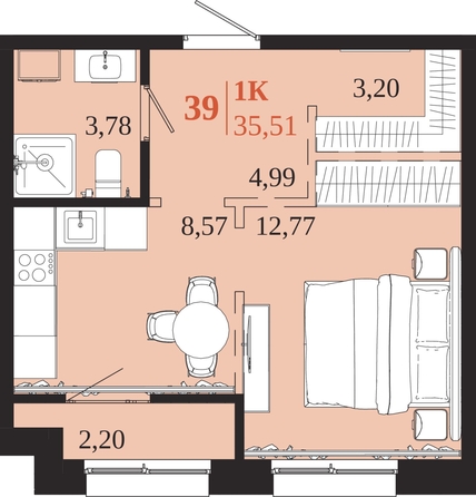 
  Продается 1-комн. квартира 35.51 м², в ЖК 1661. Фото 2.