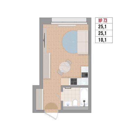 
  Продается 1-комн. квартира 25.1 м², в ЖК Стрижи Сити, блок-секции 6,7. Фото 2.