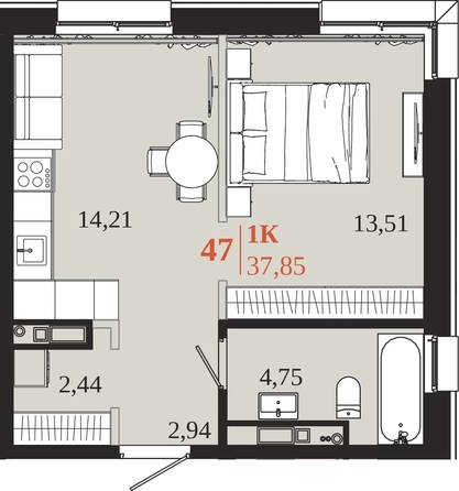 
  Продается 1-комн. квартира 37.85 м², в ЖК 1661. Фото 1.
