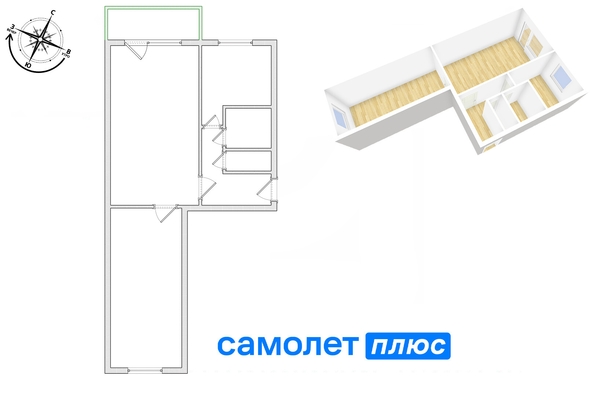 
   Продам 2-комнатную, 45.5 м², Ворошилова ул, 4б

. Фото 25.