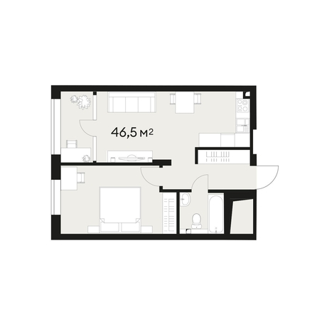 
   Продам 2-комнатную, 46.5 м², Южный, дом Ю-12

. Фото 12.